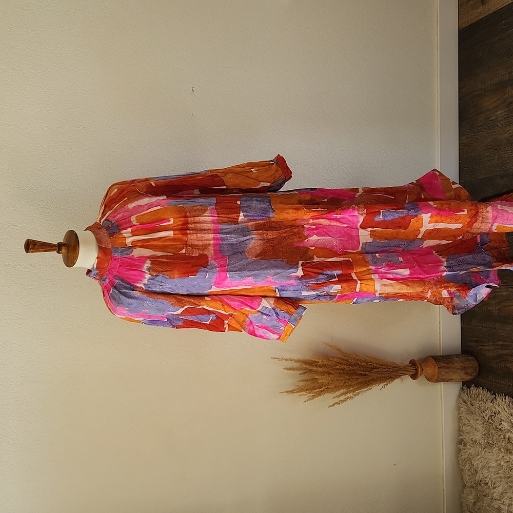 Anthropologie Maeve Splatter Paint Soft Midi Dress Gem